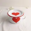 Taza Retro de Esmalte Pájaro Azul para Fideos Instantáneos Lonchera Japonesa para Fideos Instantáneos Taza Doméstica para Fideos Instantáneos con Tapa