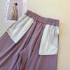 Calça de Oxigênio Reta Casual Solta Auto-retentora Slimming Longa Perna Larga Verão Feminina Z0406Y
