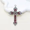 Colar Pingente Cruz Gótica Vermelho Sangue Dedicado Transfronteiriço da Amazon DIY Acessórios de Joias Estilo Punk Escuro