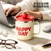 Caneca Energética com Tampa, Copo Portátil para Uso Doméstico, Chá de Flores, Suco de Frutas, Espessada, Antiescaldante, Caneca com Escala, Capacidade Aprofundada, Copo de Café