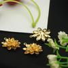 Pulsera y collar con cadena de loto en flor, con cuentas y pieza de conexión de doble agujero bañada en oro y cobre.