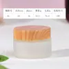 Tampa com grão de madeira pote de creme frasco de vidro transparente creme frasco de creme para os olhos selado cosmético tamanho de viagem frasco portátil frasco de creme em pó atacado