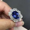 Anel Flor Rosa Elegante Estilo Coreano Cao Shi para Mulheres Safira Sintética Oval Estilo Palaciano Temu Mais Vendido Anel Solitário