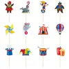 12 Peças de Toppers para Bolo de Festa de Aniversário de Carnaval Festa de Carnaval Tema Circo Decoração de Bolo Pequenos Toppers
