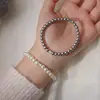 Pulsera de Perlas de Swarovski de Moda Coreana y Japonesa 5mm Hilo Elástico Hecho a Mano Pulsera de Nicho de Lujo Ligero