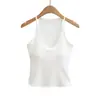 2610-26 Estilo Verano Estilo Coreano Corte Ajustado Cuello en U Ganchillo de Encaje Camisola Transparente con Copas