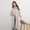 Abrigo de cachemira de doble cara de longitud media para mujer de otoño e invierno, gabardina de lana de alta gama hasta la rodilla con cuello de solapa