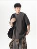 Camiseta Masculina Casual de Manga Curta Moda Simples Tendência Retrô Gola Redonda Simples Pulôver Solona Manga Curta