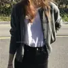 Cárdigan suéter de punto para mujer, estilo coreano, morado suave, cuello redondo, corte holgado, vintage, casual, top de punto