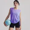 2026 Novo Cobertor de Yoga em Fio de Bambu Verão Respirável Sem Mangas Top Solto Gola Redonda Bainha com Cordão Roupa Esportiva