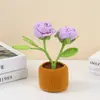 Plantas en Maceta Tejidas, Tulipanes Tejidos a Mano, Decoraciones para el Hogar, Flores Artificiales de Ganchillo de Hilo, Flores Eternas, Rosas