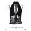Ropa de Mujer Estilo Europeo y Americano Transfronteriza Primavera 2026 Nuevo Top sin Mangas de Malla con Cuello Halter Sexy Escote en V Espalda Profundamente Descubierta con Lazos