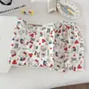 Venda Direta de Fábrica - Pijama de Verão Feminino, Estilo Coreano, Estampa de Desenho Doce e Fofa, Gola Redonda, Algodão Nuvem, Tendência Estilo Ins Item Quente