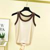 Roupa exterior de verão feminina algodão com fio em torno do pescoço cor contraste camisola que cobre o peito cor sólida assentamento sem mangas top fino