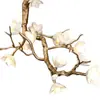 Candelabro de restaurante de cobre puro, candelabro largo vintage estilo francés magnolia, lámpara de mesa de comedor con forma de rama, accesorio de iluminación de diseño para villa