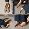 Mocasines Camelia de Piel de Vacuno Lavada Texturizada Primavera 2025 Tacón Bajo Grueso Punta Cuadrada Cuero Completo Boca Profunda Zapatos de Una Capa para Mujer