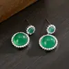 Nuevos Pendientes Colgantes Redondos de Alto Gama Estilo Chino, Pendientes de Calcedonia Forma de Huevo, Pendientes Verdes Elegantes para Mujer