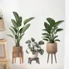 BR66608 Foto de Planta Tropical Autocolante Adesivos de Parede Planta Verde Planta em Vaso Tartaruga Bambu Folha de Bananeira Adesivos de Decoração para Casa