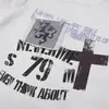 Camiseta de Manga Corta Informal con Estampado de Letras Cruzadas y Efecto Desgastado para Hombre, Marca Ins de Tendencia Europea y Americana para Verano, Cuello Redondo