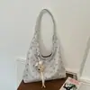 Bolsa de Tecido Tricô Design Vintage de Nicho Moda Étnica Versátil Grande Capacidade Bolsa de Tricô Bolsa de Ombro Único de Alta Qualidade