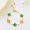Pulseira de trevo de quatro folhas de aço titânio que não desbota com diamantes ouro rosa 18K pulseira charm de moda estilo europeu e americano pulseira de cinco flores