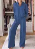 Nuevo Conjunto de Dos Piezas para Primavera y Otoño de Estación Independiente: Top Casual Nuevo de Cuello, Manga Larga, Holgado y Pantalones de Pierna Ancha