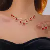 Aretes Collar de Borlas con Forma de Gota de Agua Ovalada de Diamante Moda Elegante con Estilo Cadena para Clavícula Joyería de Lujo de Gama Alta Accesible
