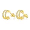 Nuevos Pendientes Ins de Moda con Microincrustaciones de Circonita para Mujer Pendientes Sencillos de Media Argolla con Diamantes de Doble Fila Joyería Explosiva de Comercio Electrónico Transfronterizo