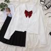 Nueva Camisa Blanca Corta Japonesa de Principios de Otoño Uniforme JK Básico de Manga Larga Camisa Estilo Universitario Top Plisado de Órgano para Mujer