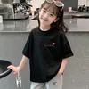 Camiseta de Manga Corta de Algodón Puro para Niñas, Nuevo Estilo Verano 2026, Top Versátil de Moda Estampado para Niños Pequeños y Mayores