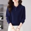 Suéter de Punto Hengyuanxiang con Cuello Polo y Manga Larga para Mujer, Nuevo Estilo Otoñal, Prenda Interior de Moda para Principios de Otoño, Suéter de Capa Base para Otoño e Invierno