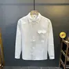 Camisa Masculina de Manga Longa Texturizada 2026 Nova Marca Tendência Gola Clássica Branca Estilo Casual para o Trabalho Camisa Masculina