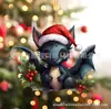 Colgante decorativo de elfo dinosaurio para árbol de Navidad nuevo transfronterizo, plano acrílico, decoración navideña para el hogar, regalo