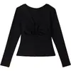 Camiseta Negra de Cuello en V para Mujer, Nuevo Diseño Primavera/Otoño 2026, Adelgazante, Capa Base Interior, Top de un Hombro