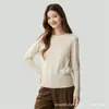 Suéter de punto con cuello de una línea y mangas acampanadas, jersey versátil de color liso, corte ajustado, nueva colección de punto para mujer