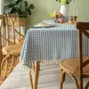 Mantel de Tela de Algodón y Lino Estilo Japonés, Mantel Fresco a Cuadros para Mesa de Comedor, Tela Cubierta de Lino, Mantel de Mesa de Café con Borlas Nórdicas, Mantel Largo