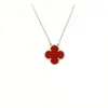 Collar de trébol de cuatro hojas de oro V de alta gama para mujer, colgante de ágata nácar tallado por CNC, trébol de la suerte de doble cara, cadena ligera de lujo para la clavícula para mujer