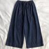 Calça jeans feminina de cintura alta estilo japonês Tencel, verão 2025, novo estilo, cordão reto, pequena, cortada, perna larga