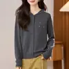 Cárdigan de Punto con Capucha Transfronterizo Moda Primavera y Otoño Manga Larga Nuevo 2025 Abrigo Suéter de Punto Top Holgado para Mujer
