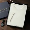 Principios de Primavera 2025 100% Cachemir de Hilo Fino Suéter de Punto Cuello Redondo Manga Corta Color Sólido Suéter de Cachemir para Hombre Top