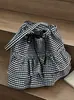 Bolso versátil de lona a cuadros, bolso tipo cubo de encaje de gran capacidad, bolso tote pequeño para artículos varios de chica commuter, bolso tote lindo