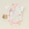 Traje de escalada triangular Hassel sin huesos de algodón puro fino de manga corta para recién nacidos, pañal de verano para bebé