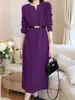 Vestido de tricô elegante com decote em V e cinto para mulheres, novo vestido longo de outono e inverno acima do joelho, modelagem solta, que valoriza a silhueta, vestido base de suéter