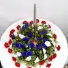 Guirnalda de Rosas Roja, Blanca y Azul del Día de la Independencia Transfronteriza Colgante de Decoración para el Hogar Pantalla de Mesa para Bodas Planta Simulada Rosas