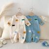 Roupas de Bebê Outono e Inverno Novo Estilo Macacões de Tricô para Meninos e Meninas, Suéteres de Manga Longa com Estampa de Desenho Animado, Macacões