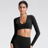Roupa de Yoga Transfronteiriça Europeia e Americana, Cardigã Fino de Manga Longa Feminino para Verão, Jaqueta de Yoga, Top Esportivo com Sensação de Pele Nu e Acabamento de Alta Qualidade