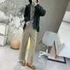 Uau, a cor moca é incrível! Jeans confortável, com elasticidade em quatro direções, perna reta, cintura alta, emagrecimento, calças de perna larga para mulheres, perfeitas para o outono