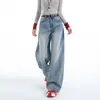 Jeans de pierna ancha estilo retro americano en color naranja joven, negro y gris para mujer, de cintura alta, corte holgado, adelgazantes, con caída fluida, elegantes, versátiles y hasta el suelo