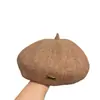 Boina de Metal Retro para Mujer Otoño Invierno Nueva con Diámetro Grande para la Cabeza, Estiliza Visualmente el Rostro, Boina de Artista, Sombrero Octogonal Versátil