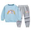 Suéter de algodón para niñas con unicornio conjunto de otoño 2022 Primavera y Otoño nuevo para niña pequeña estilo coreano deportivo dos piezas